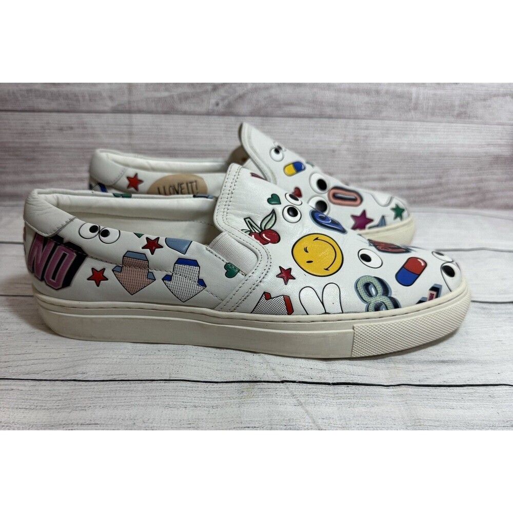 Anya Hindmarch White 'Wink In' Leather Slip On Sneaker sz 38 - Picture 2 of 14